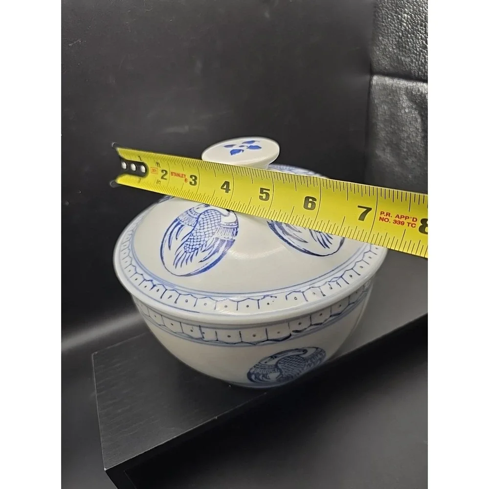 Blue and White Lidded Soup Tureen Or Rice Bowl with Phoenix‎ Crane Design